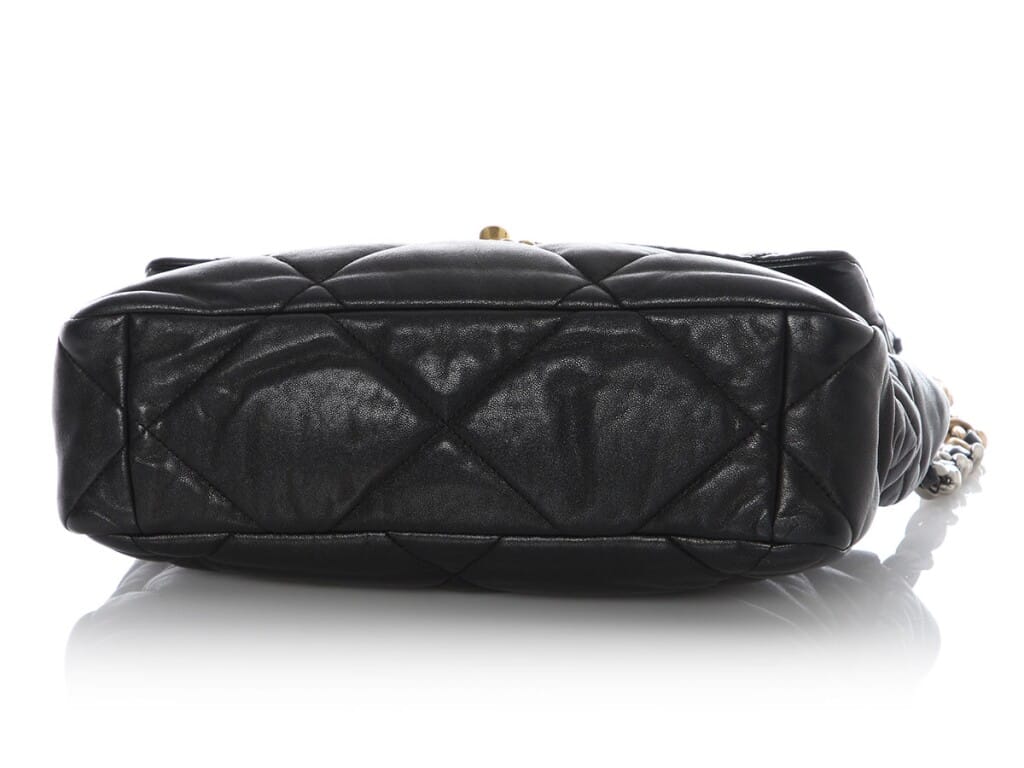 Black Quilted Lambskin Medium 19 Flap Bag Gold and Ruthenium Hardware, 2020