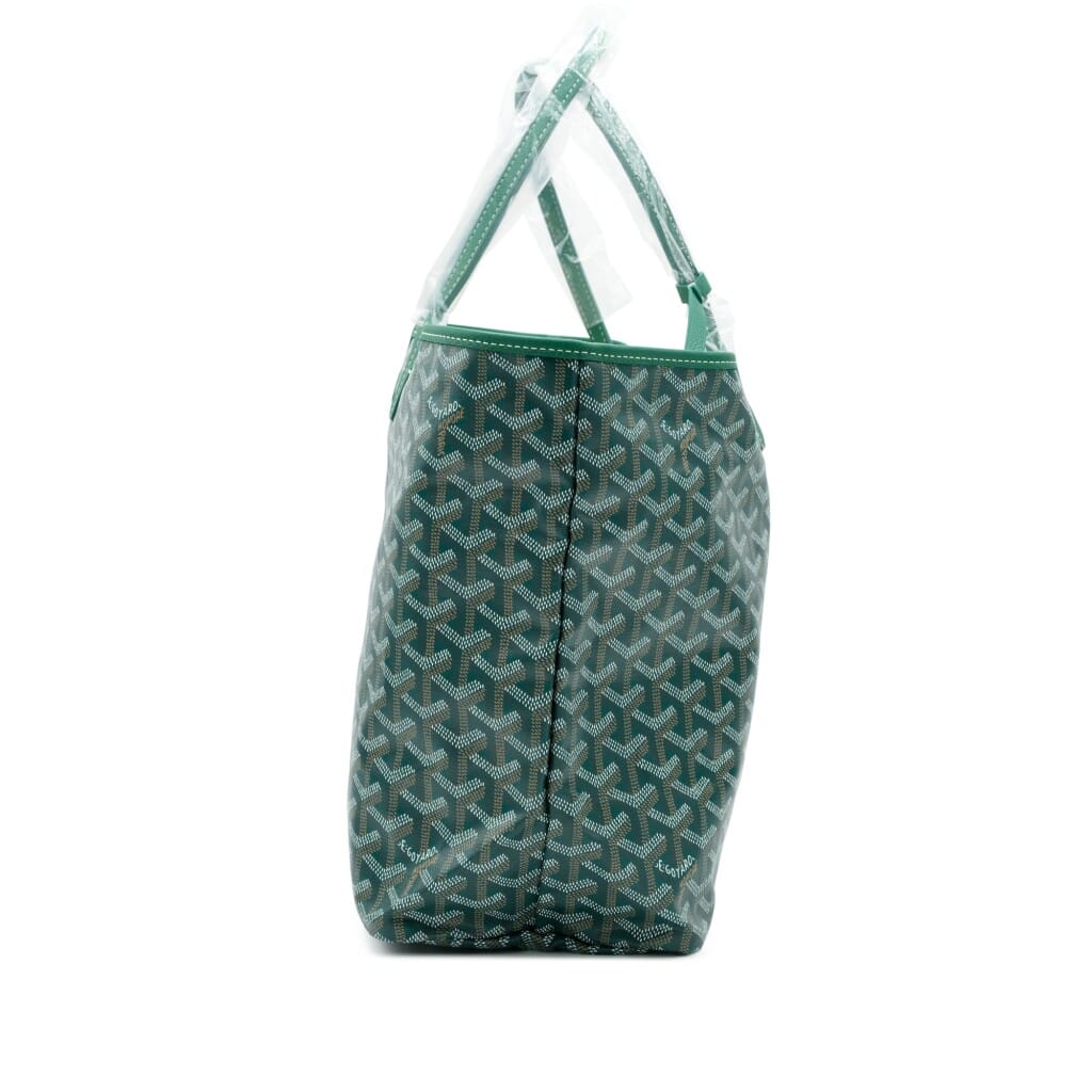 Green Goyardine Canvas and Chevroches Calfskin Saint Louis PM Tote