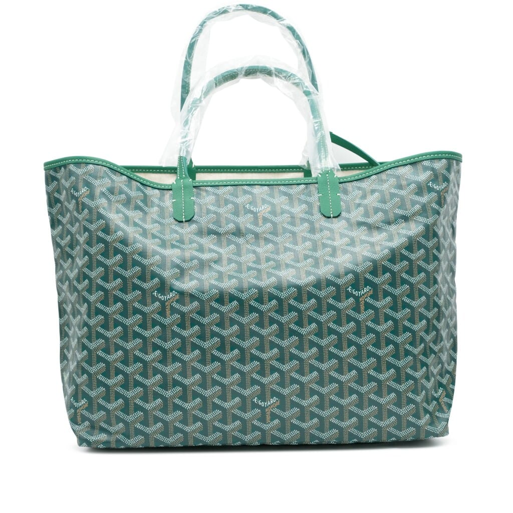 Green Goyardine Canvas and Chevroches Calfskin Saint Louis PM Tote
