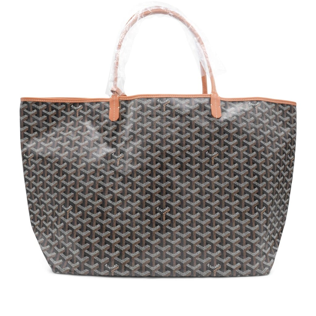 Black Goyardine Canvas and Tan Chevroches Calfskin Saint Louis GM Bag