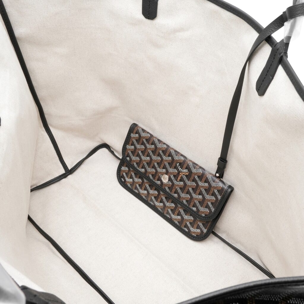 Black Goyardine Canvas and Chevroches Calfskin Saint Louis GM Bag