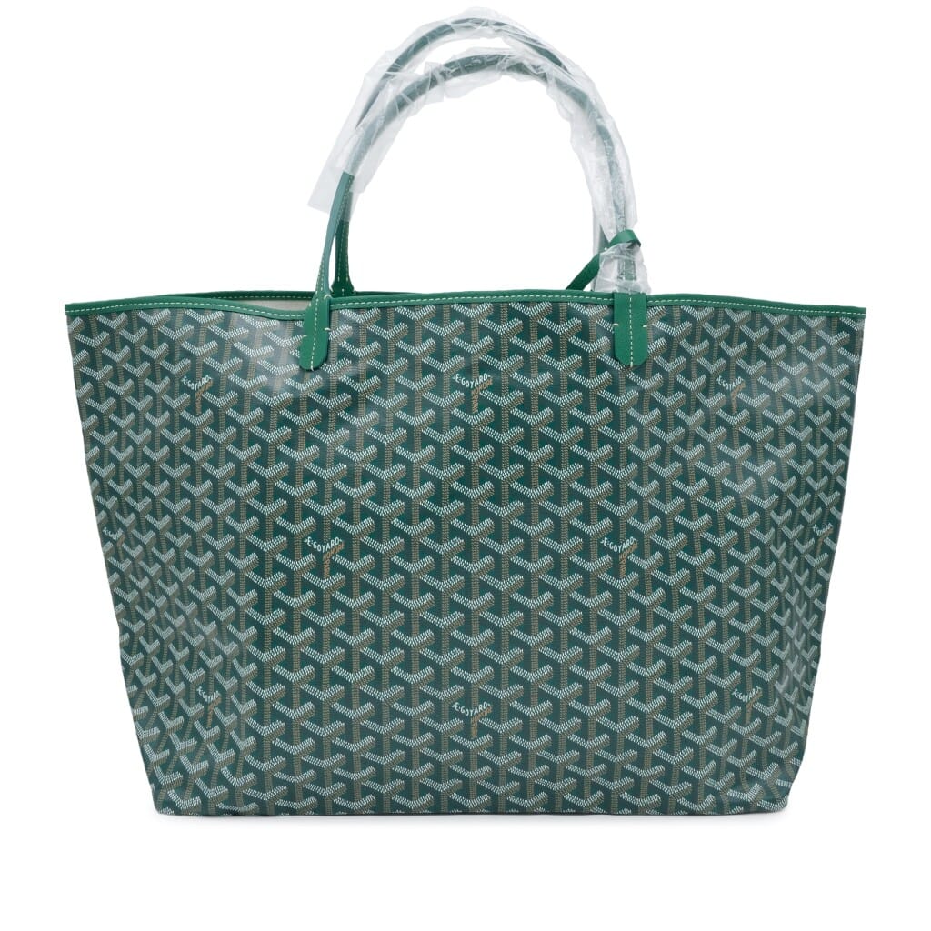 Green Goyardine Canvas and Chevroches Calfskin Saint Louis GM Bag