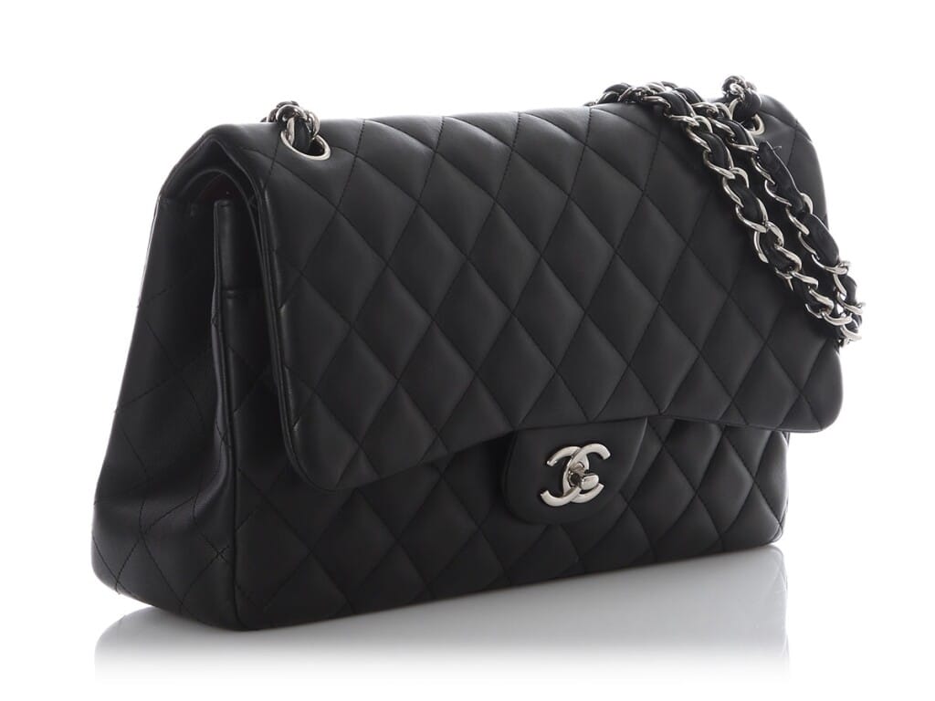 Black Quilted Lambskin Jumbo Classic Double Flap Bag Silver Hardware, 2017-2018