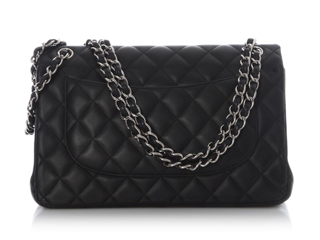 Black Quilted Lambskin Jumbo Classic Double Flap Bag Silver Hardware, 2017-2018