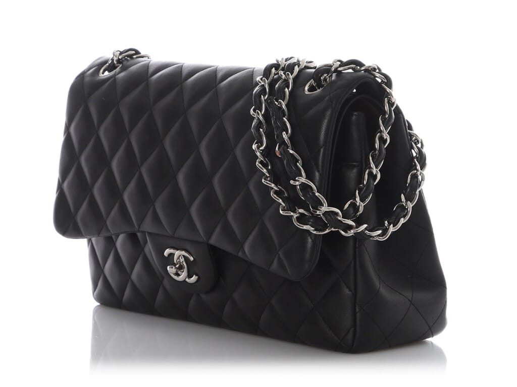 Black Quilted Lambskin Jumbo Classic Double Flap Bag Silver Hardware, 2017-2018