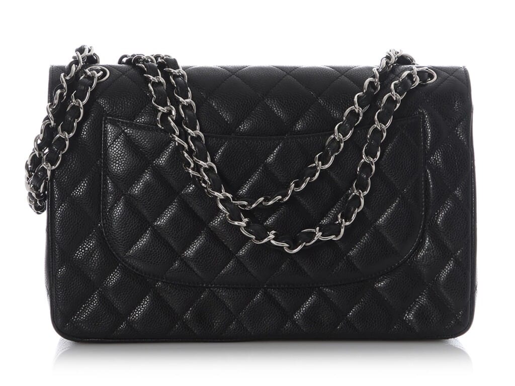 Black Quilted Caviar Jumbo Classic Double Flap Bag Silver Hardware, 2012