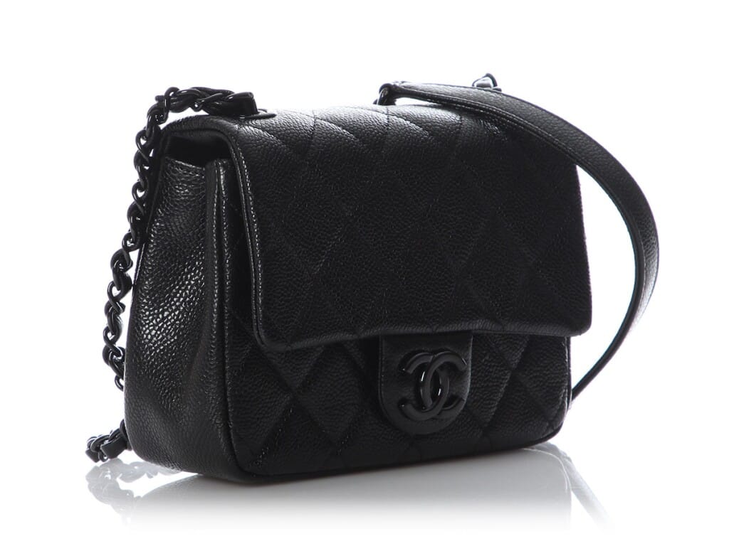 Black Quilted Caviar Incognito Mini Square Flap Bag Black Hardware, 2020