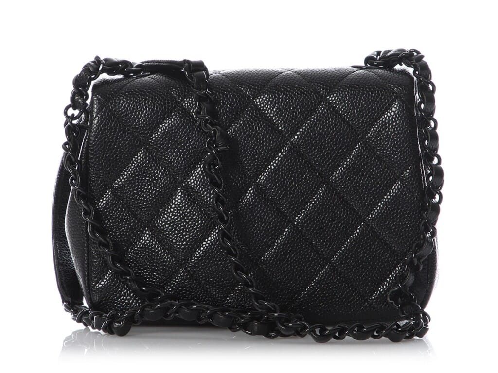 Black Quilted Caviar Incognito Mini Square Flap Bag Black Hardware, 2020