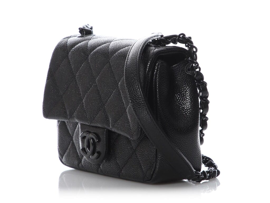 Black Quilted Caviar Incognito Mini Square Flap Bag Black Hardware, 2020