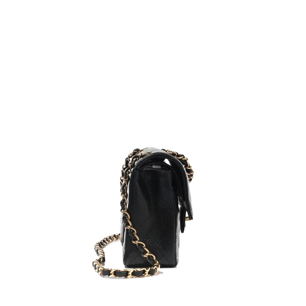 Black Quilted Caviar Small Timeless Double Flap Gold Hardware, 2021