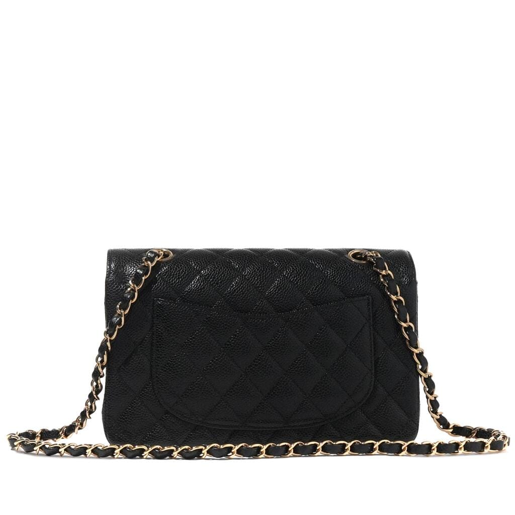 Black Quilted Caviar Small Timeless Double Flap Gold Hardware, 2021