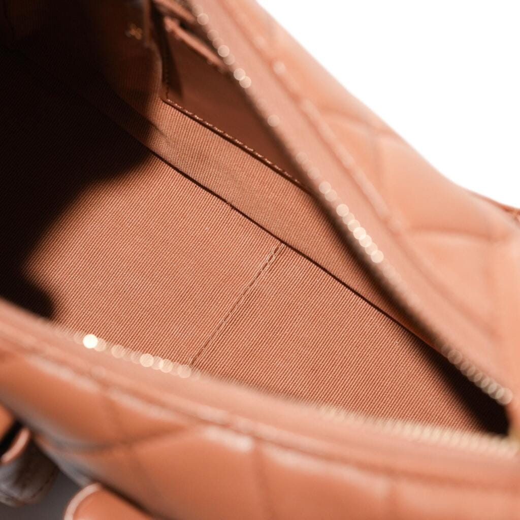 Brown Quilted Lambskin Medium Trendy Pockets Hobo Aged Gold Hardware
