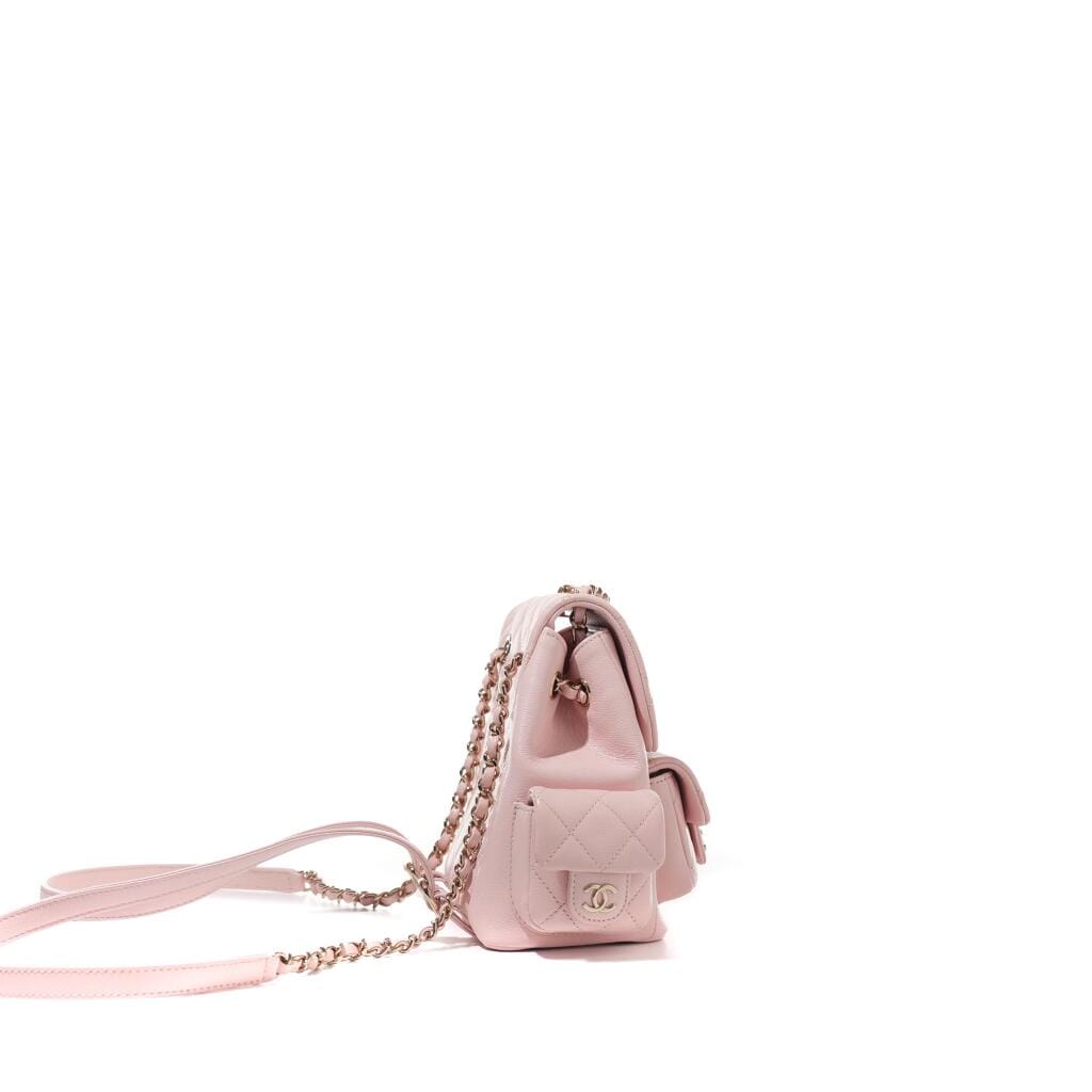 Pink Quilted Caviar Duma Backpack Pale Gold Hardware