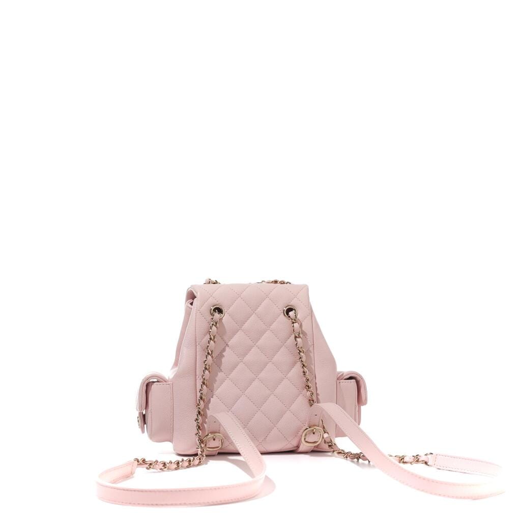 Pink Quilted Caviar Duma Backpack Pale Gold Hardware