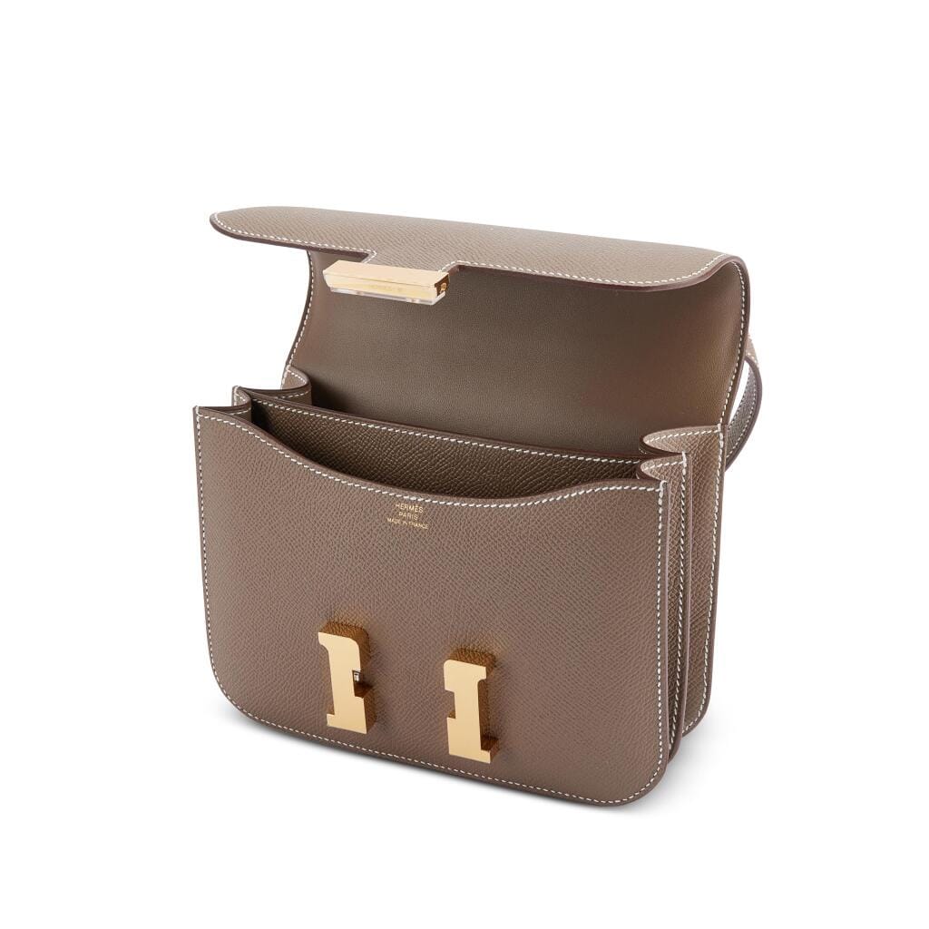 Etoupe Epsom Mini Constance 18 Gold Hardware, 2025