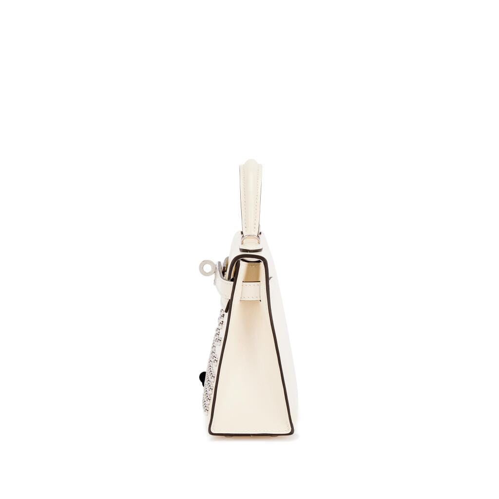 Limited Edition Cream Box Studded Mini Kelly II 20 Palladium Hardware, 2026