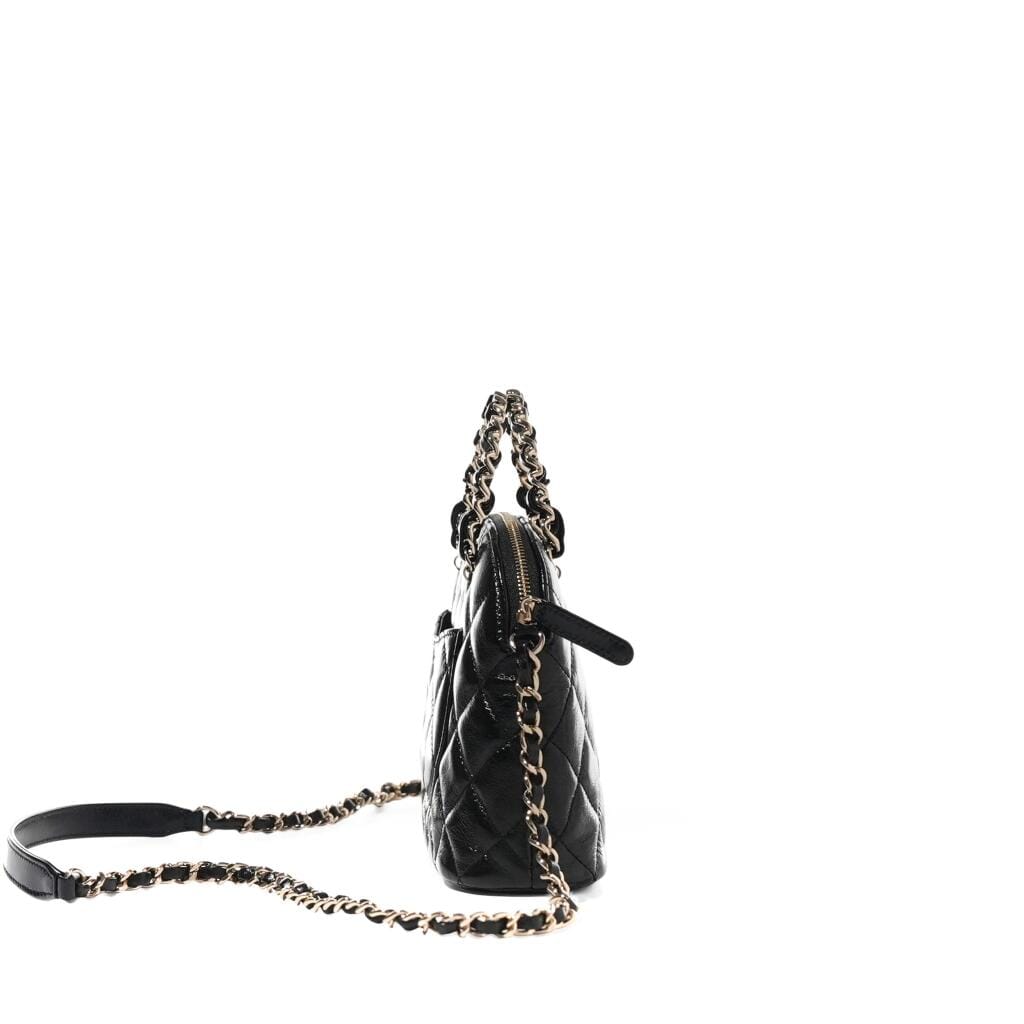 Black Quilted Calfskin Clutch with Chain Gold Hardware, 2026