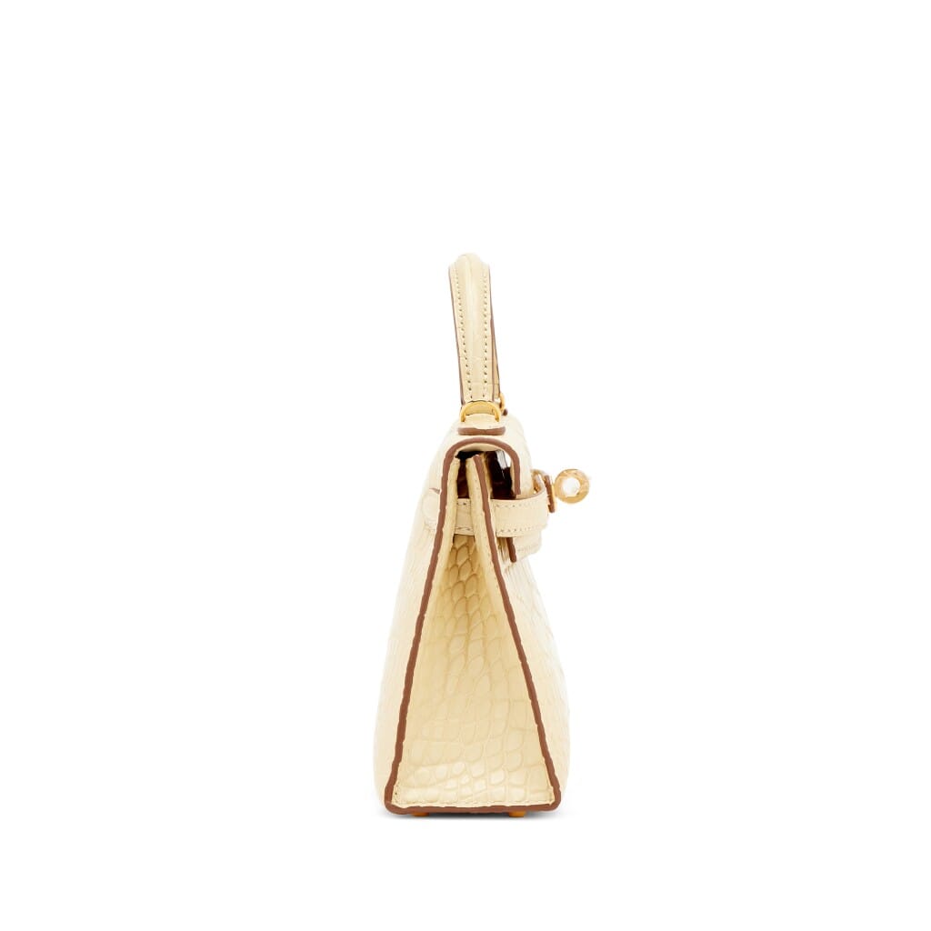 Vanille Matte Mississippiensis Alligator Mini Kelly 20 II Gold Hardware, 2024