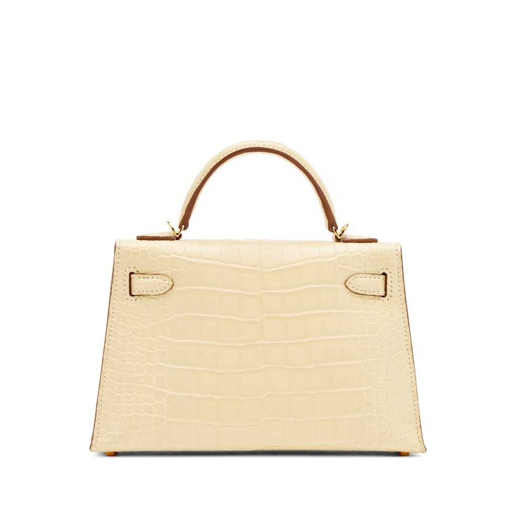 Vanille Matte Mississippiensis Alligator Mini Kelly 20 II Gold Hardware, 2024