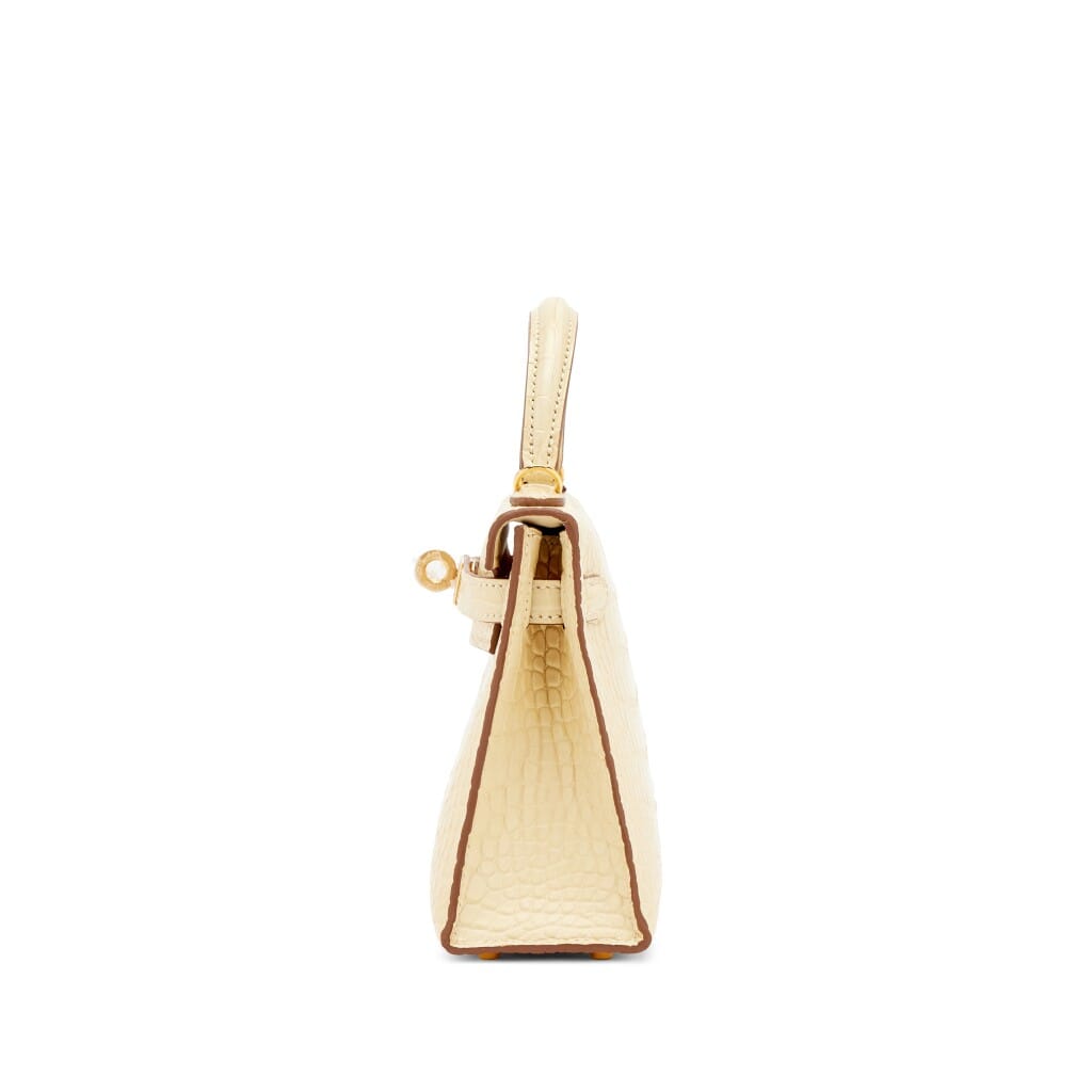Vanille Matte Mississippiensis Alligator Mini Kelly 20 II Gold Hardware, 2024