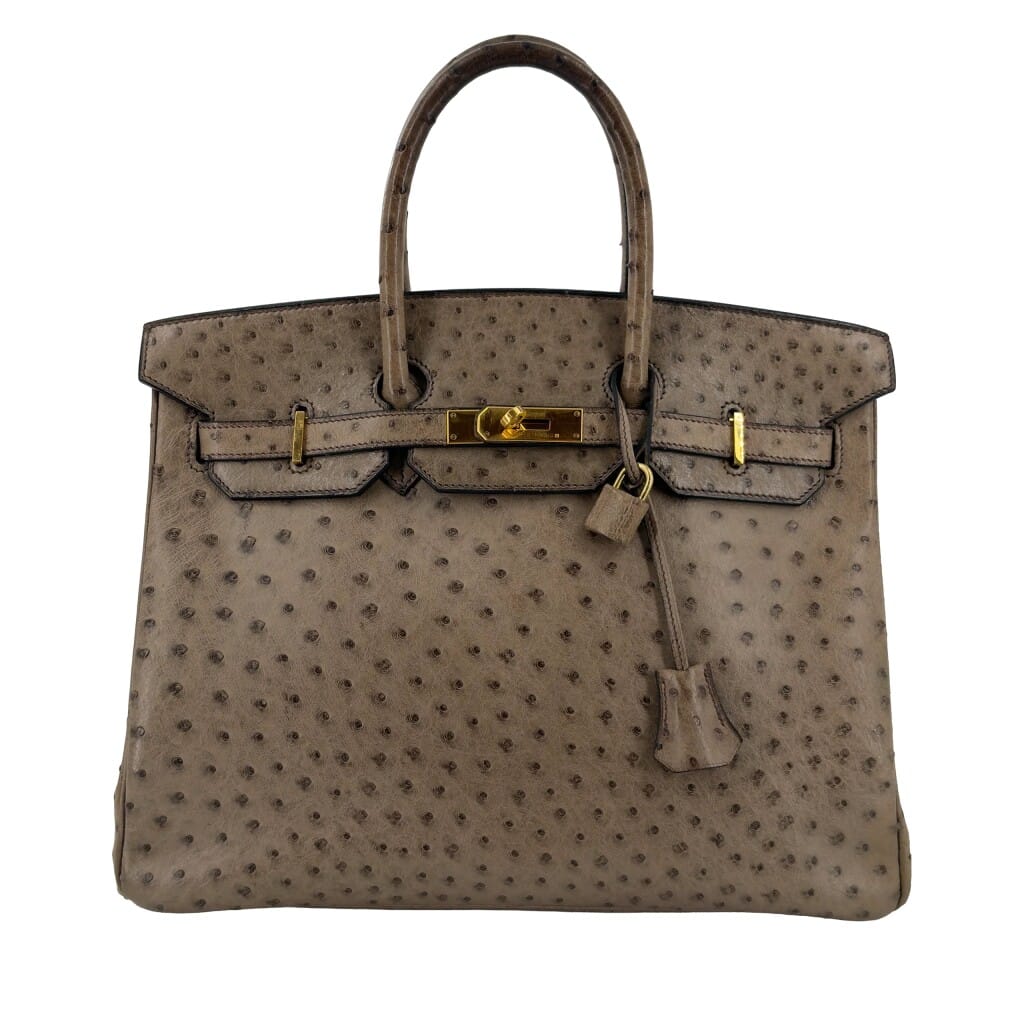 Vintage Mousse Ostrich Birkin 35 Gold Hardware, 1999