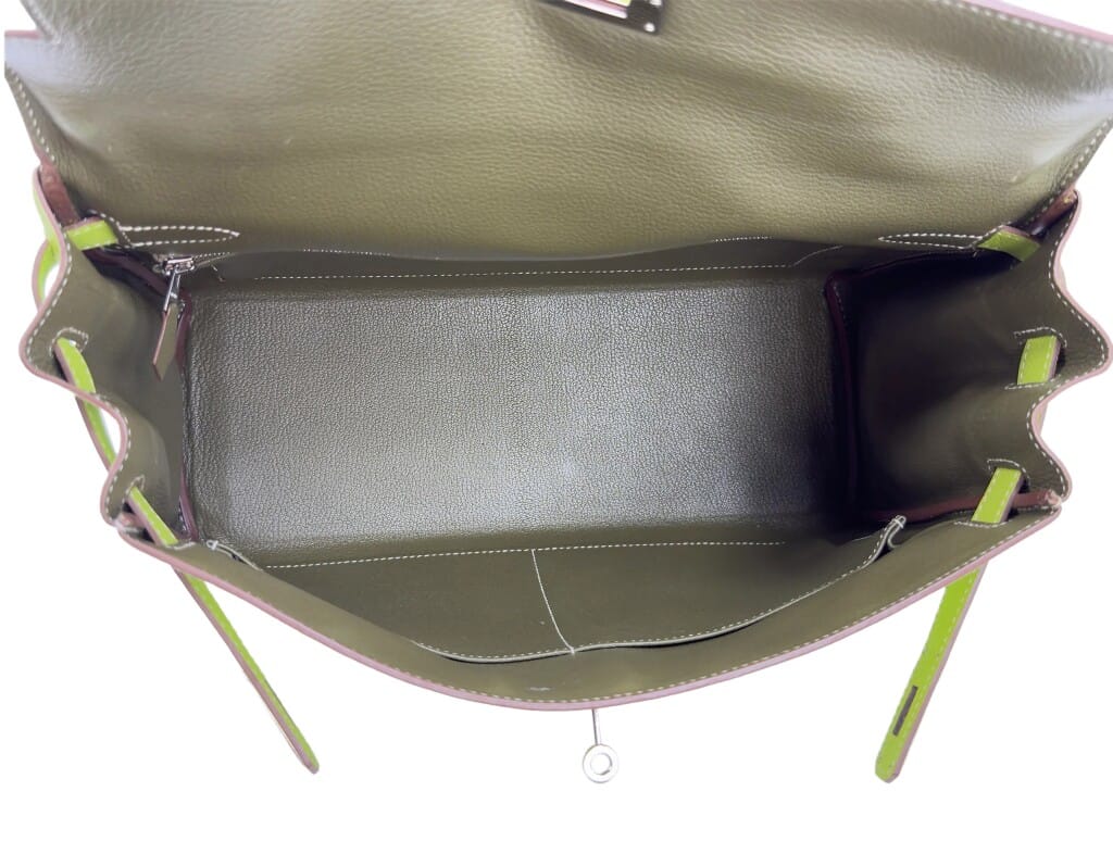 Kiwi and Vert Olive Candy Epsom Retourne Kelly 35 Palladium Hardware, 2011