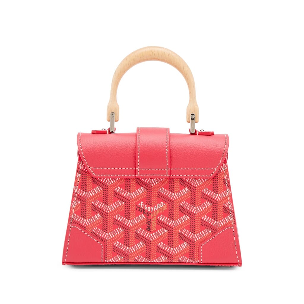 Fuchsia Goyardine Canvas and Chevroches Calfskin Saïgon Structuré Nano Bag Silver Hardware, 2025
