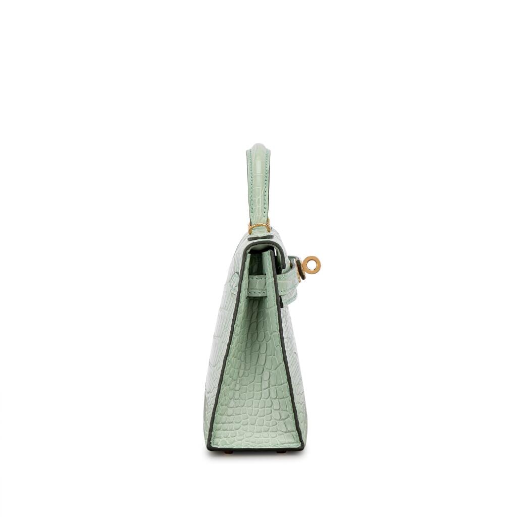 Vert d'Eau Matte Mississippiensis Alligator Mini Kelly II 20 Gold Hardware, 2024