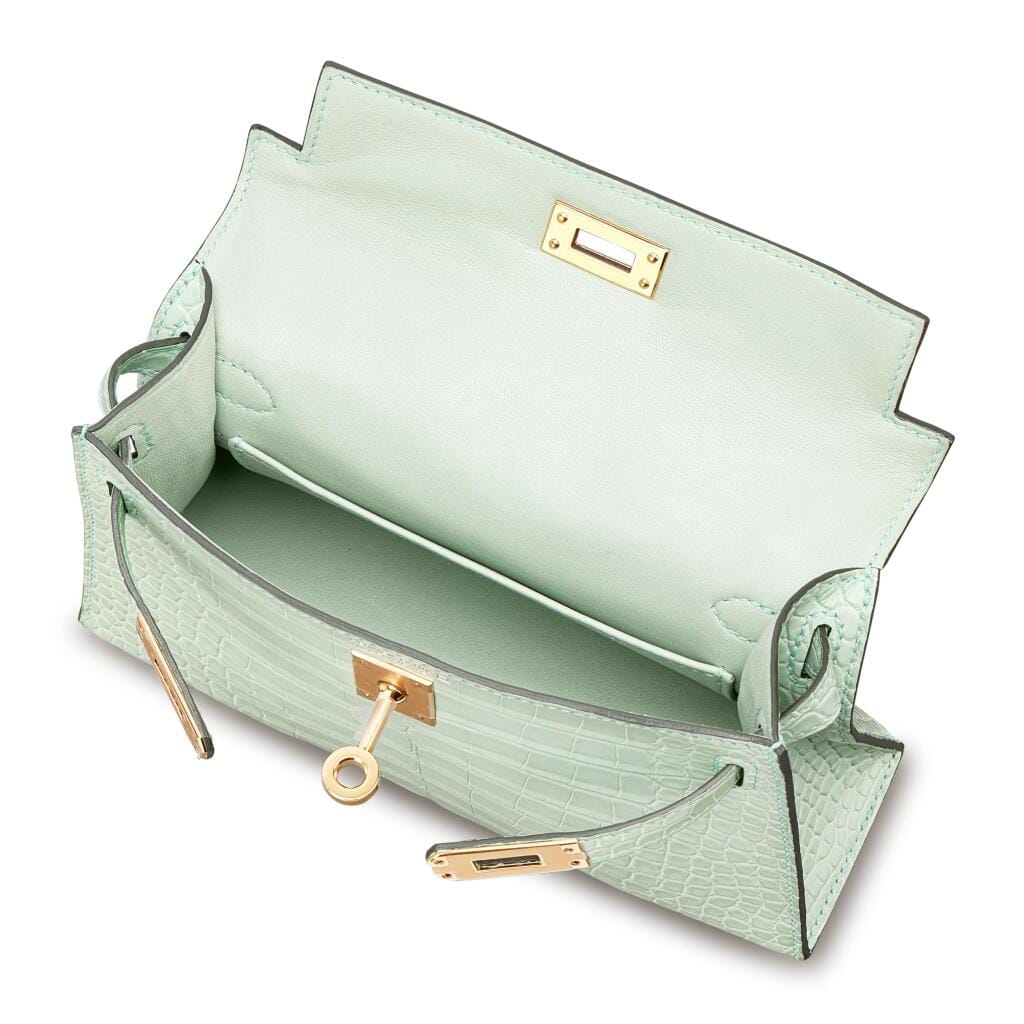 Vert d'Eau Matte Mississippiensis Alligator Mini Kelly II 20 Gold Hardware, 2024
