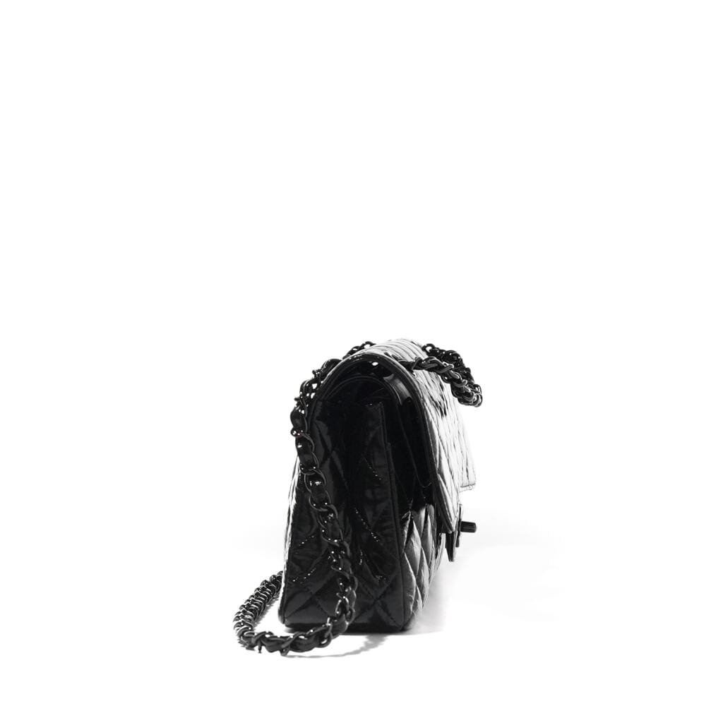 So Black Shiny Quilted Calfskin Small Timeless Double Flap Black Hardware, 2020