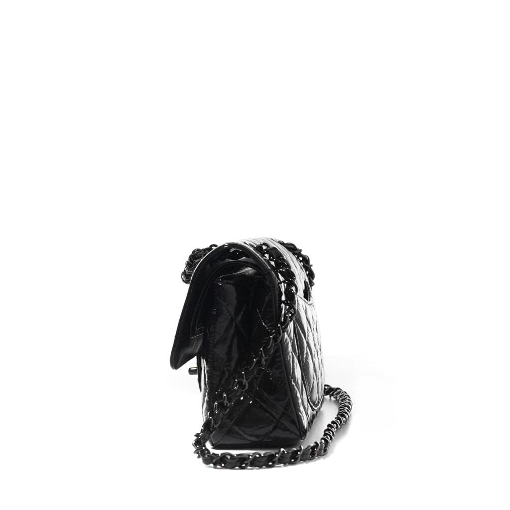 So Black Shiny Quilted Calfskin Small Timeless Double Flap Black Hardware, 2020
