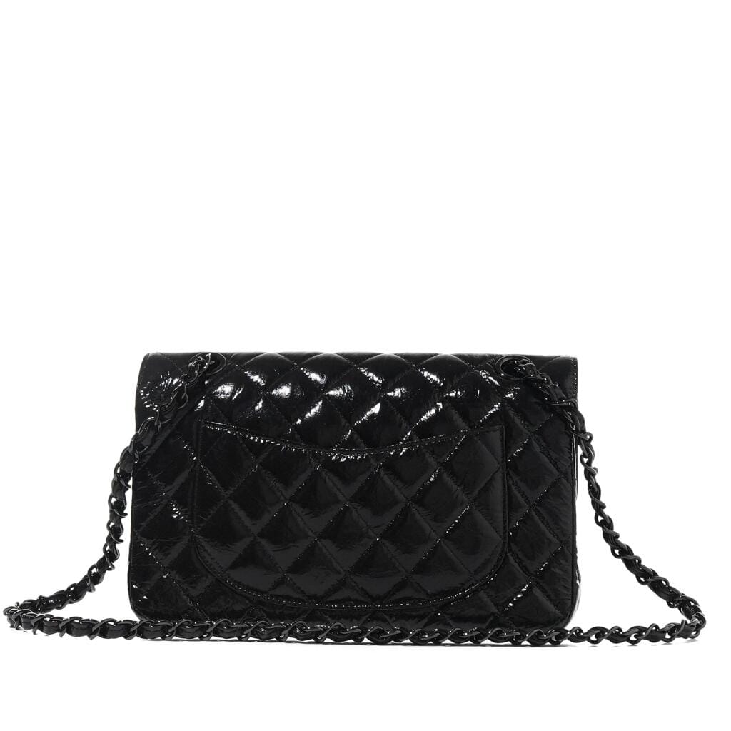 So Black Shiny Quilted Calfskin Small Timeless Double Flap Black Hardware, 2020