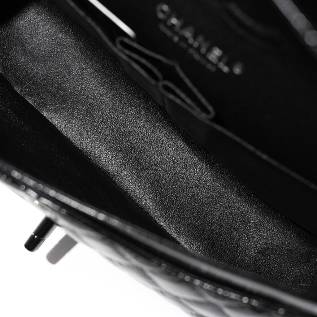 So Black Shiny Quilted Calfskin Small Timeless Double Flap Black Hardware, 2020