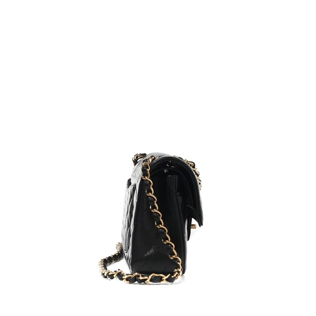 Black Quilted Caviar Small Timeless Double Flap Gold Hardware, 2022