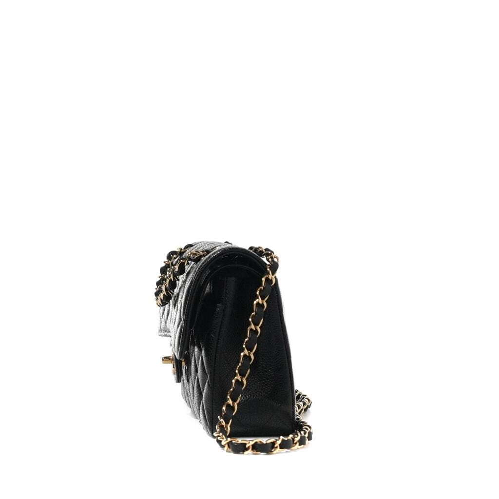 Black Quilted Caviar Small Timeless Double Flap Gold Hardware, 2022