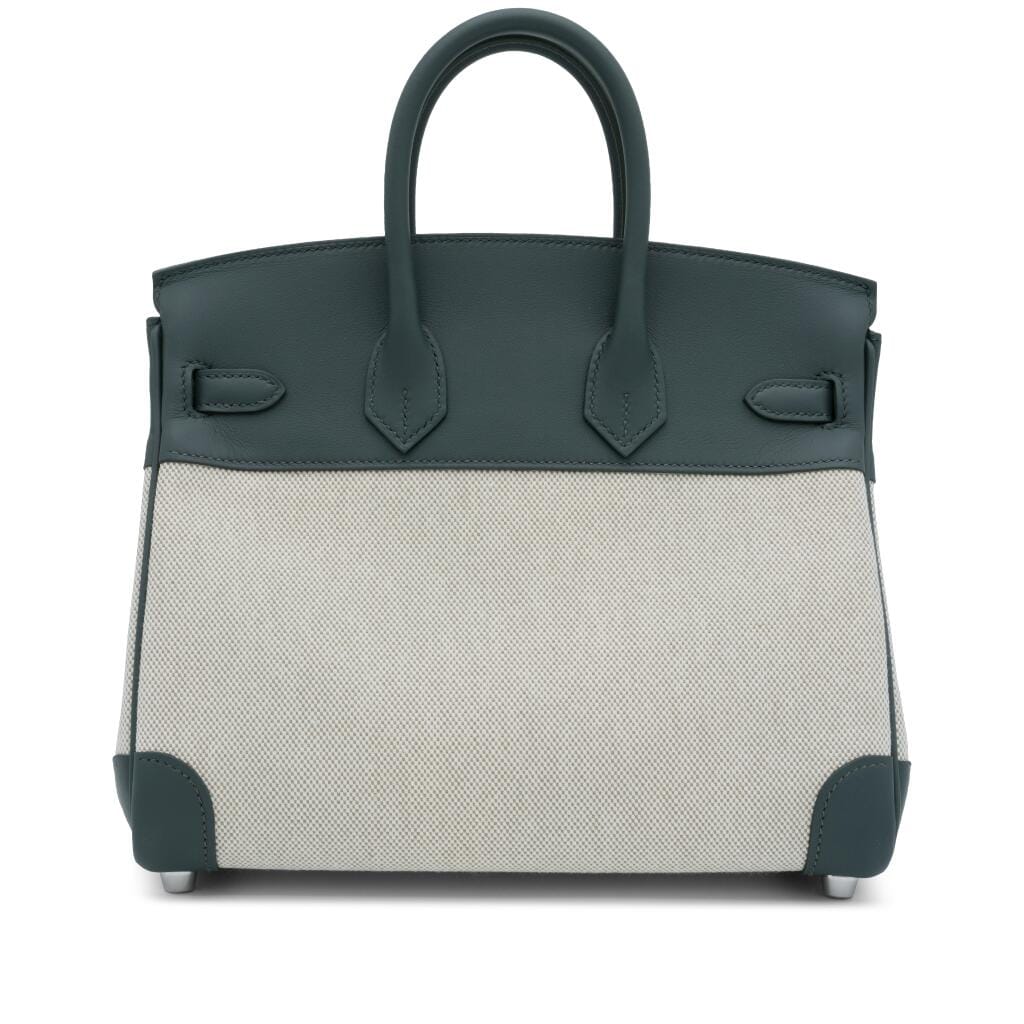 Vert Mangrove Swift and Vert Amande and Ecru Toile Quadrille Birkin 25 Palladium Hardware, 2026