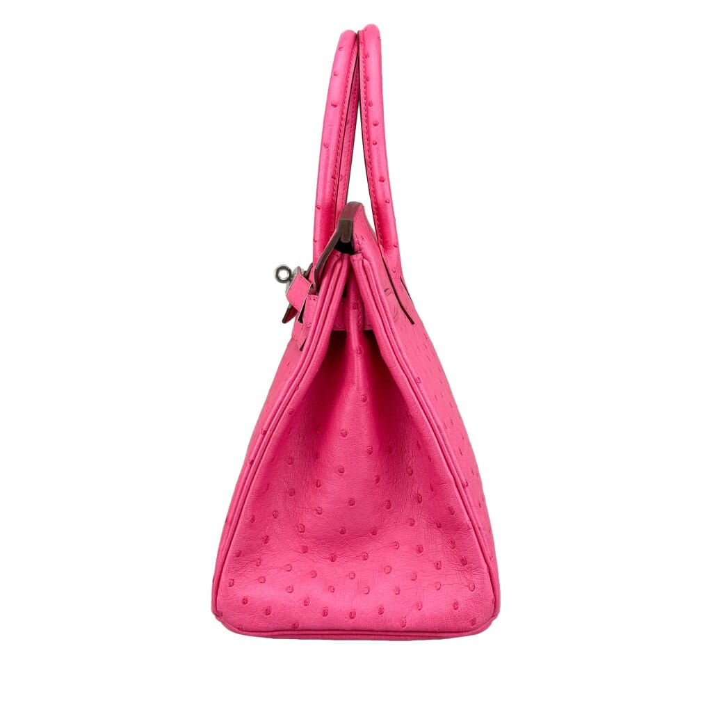 Rose Tyrien Ostrich Birkin 30 Palladium Hardware, 2018