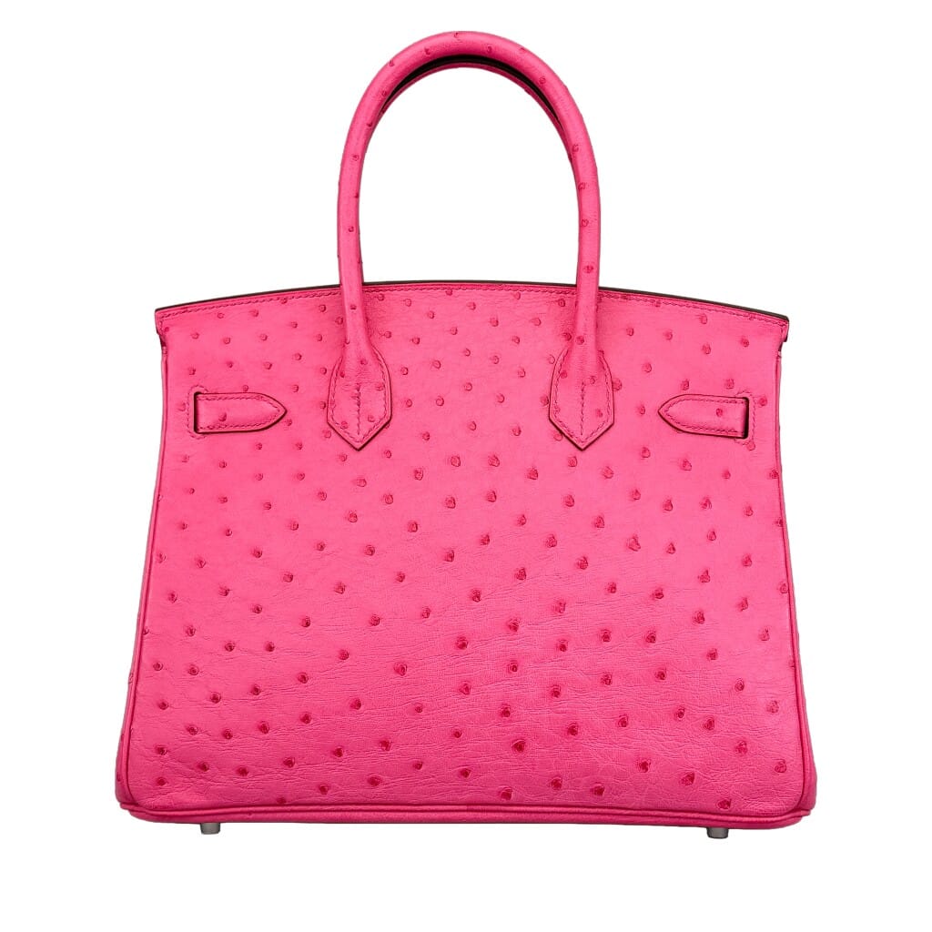 Rose Tyrien Ostrich Birkin 30 Palladium Hardware, 2018