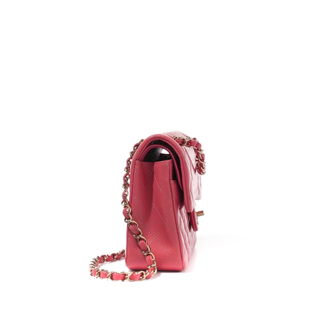 Pink Quilted Caviar Timeless Small Double Flap Bag Gold Hardware, 2020