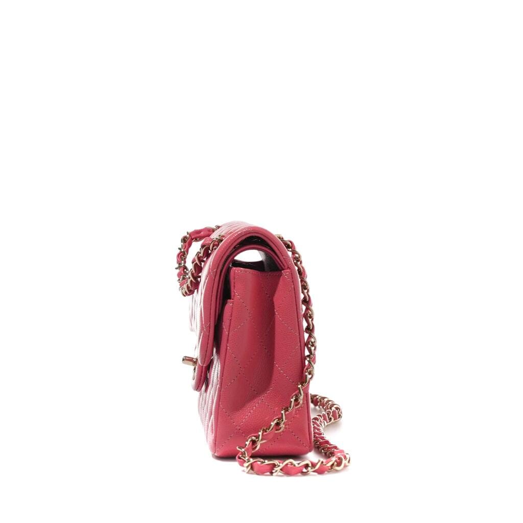 Pink Quilted Caviar Timeless Small Double Flap Bag Gold Hardware, 2020