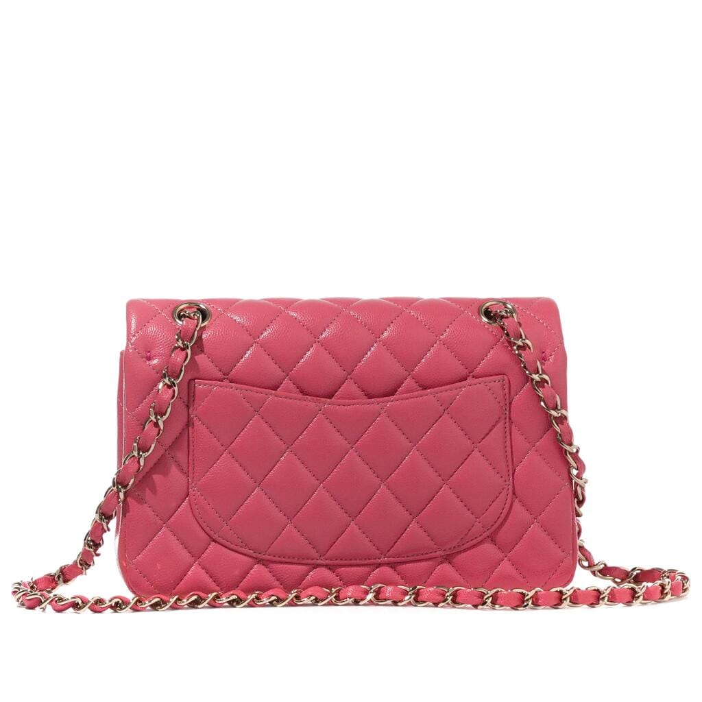 Pink Quilted Caviar Timeless Small Double Flap Bag Gold Hardware, 2020