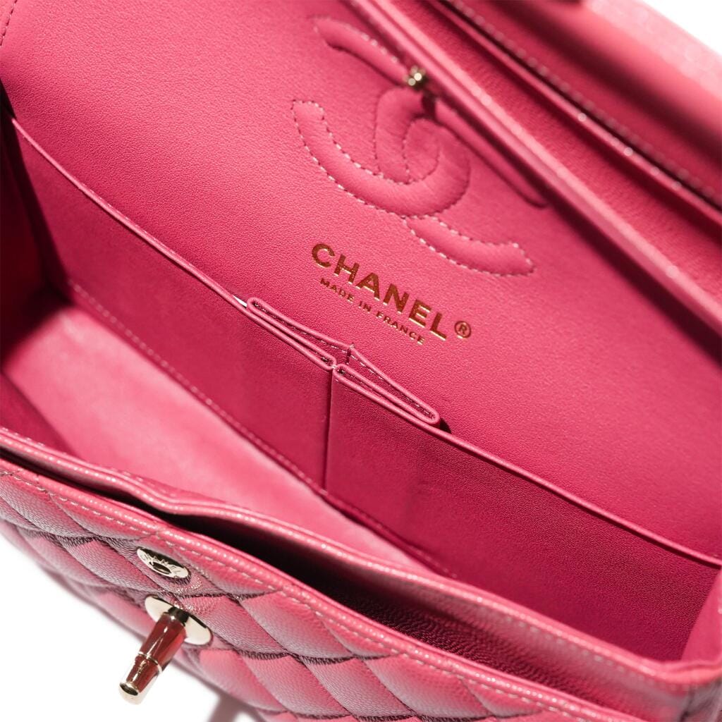 Pink Quilted Caviar Timeless Small Double Flap Bag Gold Hardware, 2020