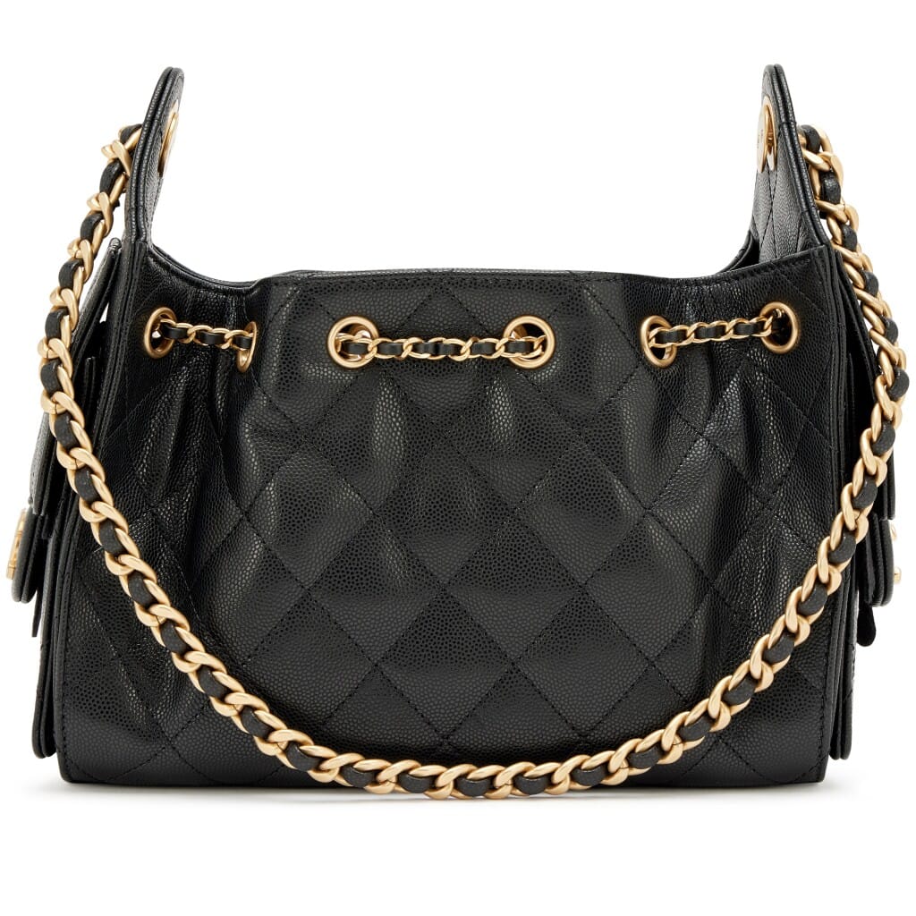 Black Quilted Caviar Mini 25 Aged Gold Hardware, 2026