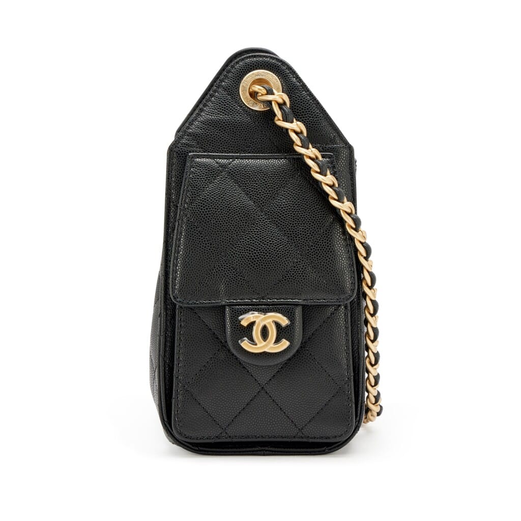 Black Quilted Caviar Mini 25 Aged Gold Hardware, 2026