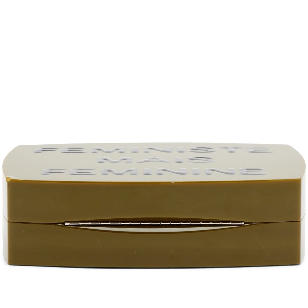 Green Acrylic Feministe Mais Feminine Box Minaudière Cluch Silver Hardware, 2014-2015