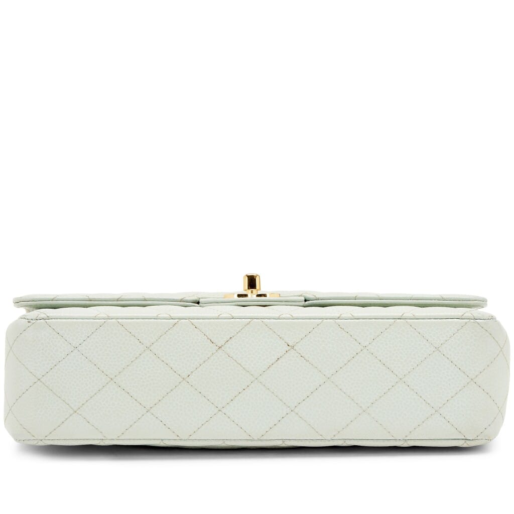 Light Blue Caviar Medium Classic Double Flap Bag Gold Hardware, 2002-2003