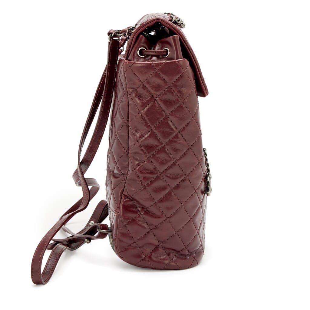 Burgundy Quilted Calfskin Large Mountain Backpack Ruthenium Hardware, 2017