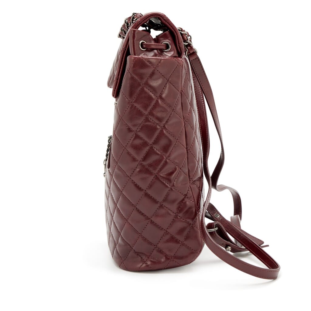 Burgundy Quilted Calfskin Large Mountain Backpack Ruthenium Hardware, 2017