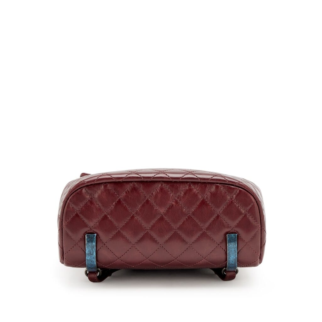 Burgundy Quilted Calfskin Large Mountain Backpack Ruthenium Hardware, 2017