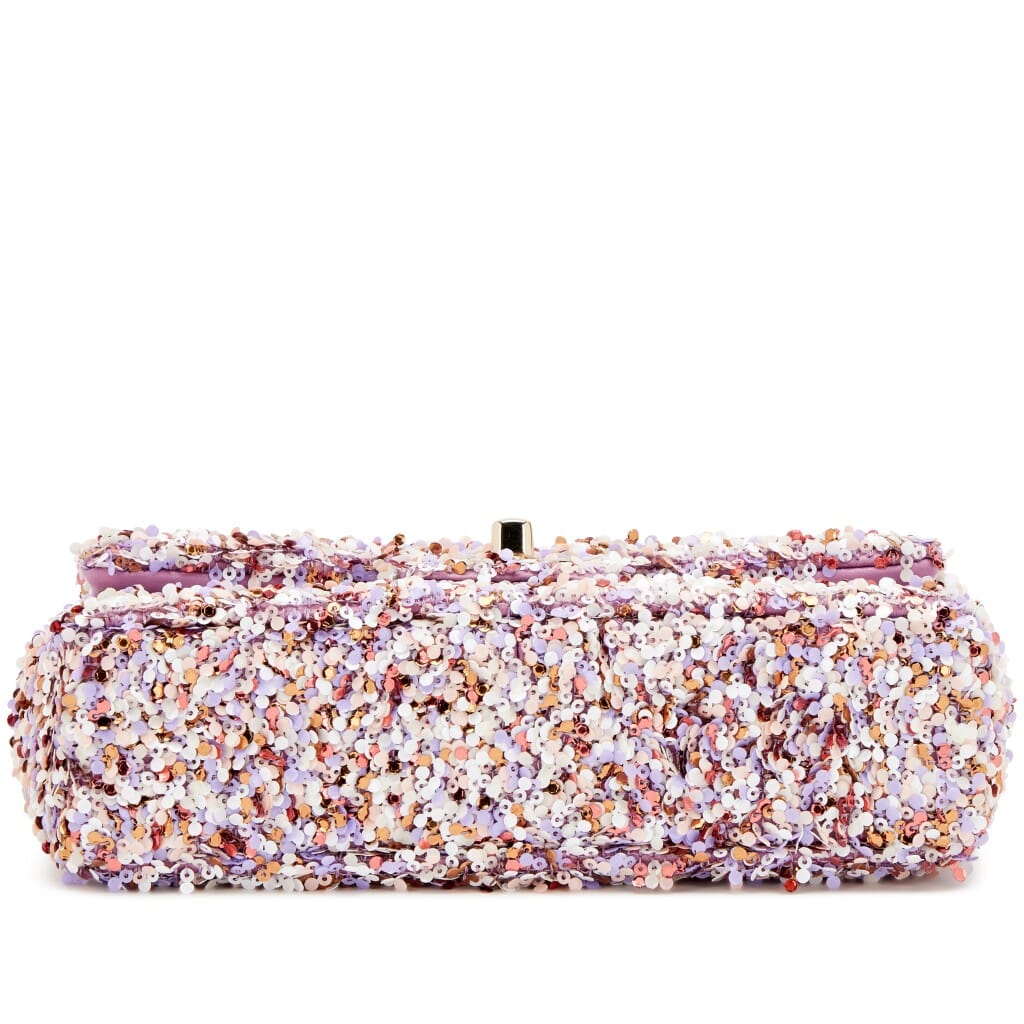Pink, Lavender and White Sequin Mini Flap Bag Pale Gold Hardware, 2026